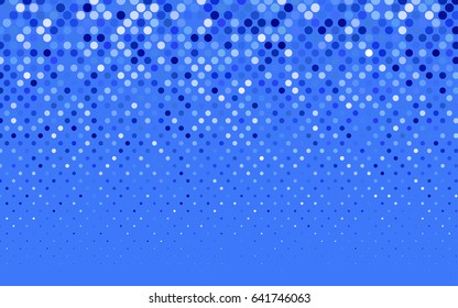 Light BLUE vector illustration which consist of circles. Dotted gradient design for your business. Creative geometric background in halftone style with colored spots.