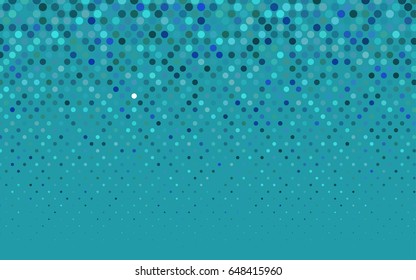 Light BLUE vector illustration which consist of circles. Dotted gradient design for your business. Creative geometric background in halftone style with colored spots.