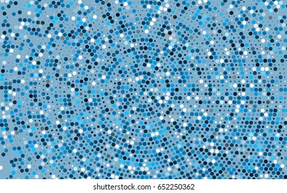 Light BLUE vector illustration which consist of circles. Dotted gradient design for your business. Creative geometric background in halftone style with colored spots.