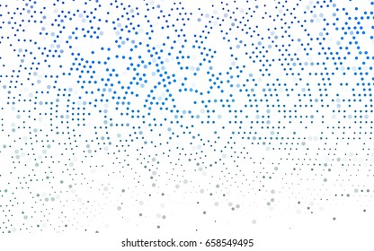 Light BLUE vector illustration which consist of circles. Dotted gradient design for your business. Creative geometric background in halftone style with colored spots.