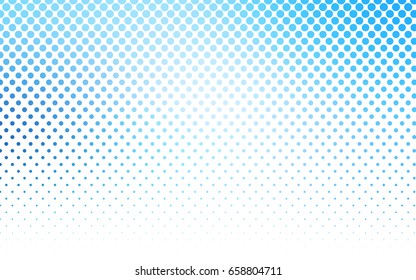 Light BLUE vector illustration which consist of circles. Dotted gradient design for your business. Creative geometric background in halftone style with colored spots.