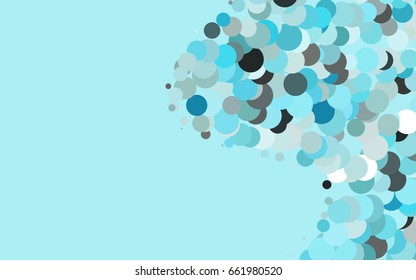 Light BLUE vector illustration which consist of circles. Dotted gradient design for your business. Creative geometric background in halftone style with colored spots.