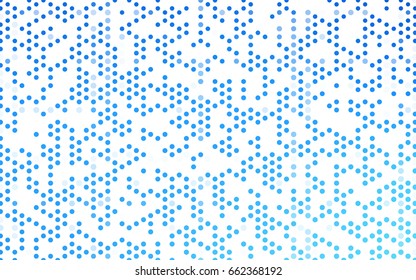 Light BLUE vector illustration which consist of circles. Dotted gradient design for your business. Creative geometric background in halftone style with colored spots.