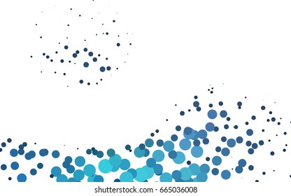 Light BLUE vector illustration which consist of circles. Dotted gradient design for your business. Creative geometric background in halftone style with colored spots.