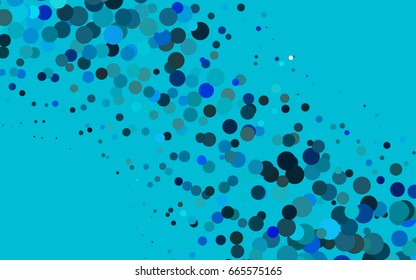 Light BLUE vector illustration which consist of circles. Dotted gradient design for your business. Creative geometric background in halftone style with colored spots.