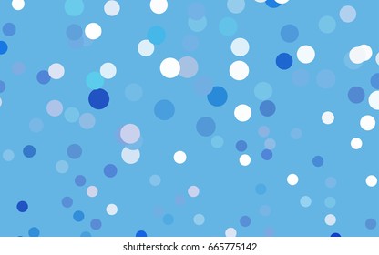 Light BLUE vector illustration which consist of circles. Dotted gradient design for your business. Creative geometric background in halftone style with colored spots.