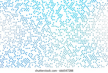 Light BLUE vector illustration which consist of circles. Dotted gradient design for your business. Creative geometric background in halftone style with colored spots.