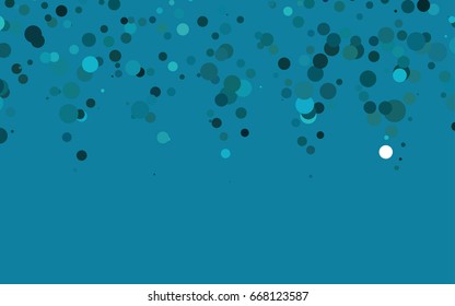 Light BLUE vector illustration which consist of circles. Dotted gradient design for your business. Creative geometric background in halftone style with colored spots.
