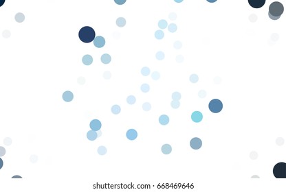 Light BLUE vector illustration which consist of circles. Dotted gradient design for your business. Creative geometric background in halftone style with colored spots.