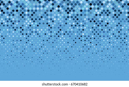 Light BLUE vector illustration which consist of circles. Dotted gradient design for your business. Creative geometric background in halftone style with colored spots.