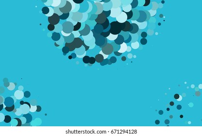 Light BLUE vector illustration which consist of circles. Dotted gradient design for your business. Creative geometric background in halftone style with colored spots.