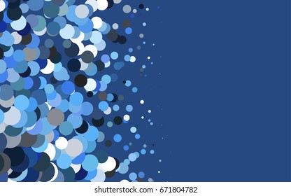 Light BLUE vector illustration which consist of circles. Dotted gradient design for your business. Creative geometric background in halftone style with colored spots.