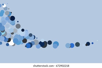 Light BLUE vector illustration which consist of circles. Dotted gradient design for your business. Creative geometric background in halftone style with colored spots.