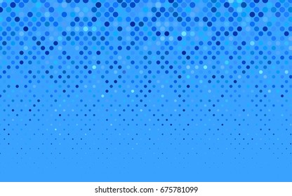 Light BLUE vector illustration which consist of circles. Dotted gradient design for your business. Creative geometric background in halftone style with colored spots.