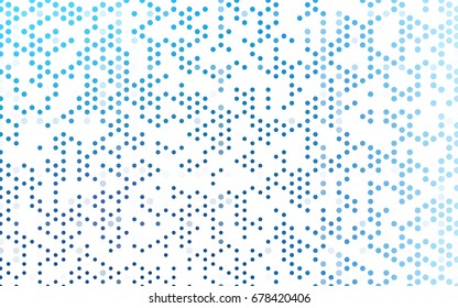 Light BLUE vector illustration which consist of circles. Dotted gradient design for your business. Creative geometric background in halftone style with colored spots.