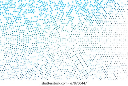 Light BLUE vector illustration which consist of circles. Dotted gradient design for your business. Creative geometric background in halftone style with colored spots.