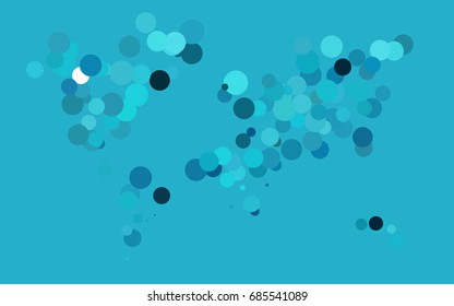 Light BLUE vector illustration which consist of circles. Dotted gradient design for your business. Creative geometric background in halftone style with colored spots.