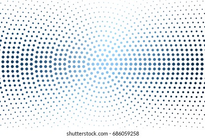 Light BLUE vector illustration which consist of circles. Dotted gradient design for your business. Creative geometric background in halftone style with colored spots.
