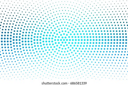 Light BLUE vector illustration which consist of circles. Dotted gradient design for your business. Creative geometric background in halftone style with colored spots.
