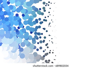 Light BLUE vector illustration which consist of circles. Dotted gradient design for your business. Creative geometric background in halftone style with colored spots.