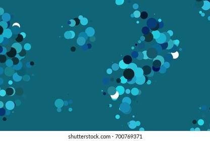 Light BLUE vector illustration which consist of circles. Dotted gradient design for your business. Creative geometric background in halftone style with colored spots.