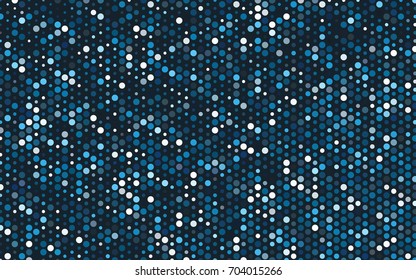 Light BLUE vector illustration which consist of circles. Dotted gradient design for your business. Creative geometric background in halftone style with colored spots.