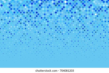 Light BLUE vector illustration which consist of circles. Dotted gradient design for your business. Creative geometric background in halftone style with colored spots.