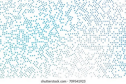 Light BLUE vector illustration which consist of circles. Dotted gradient design for your business. Creative geometric background in halftone style with colored spots.