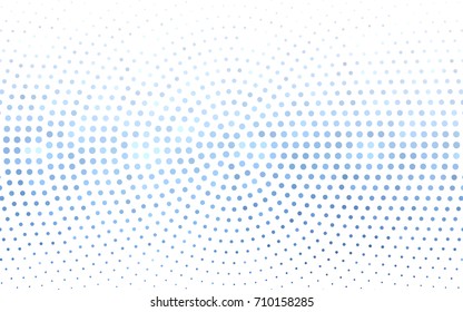 Light BLUE vector illustration which consist of circles. Dotted gradient design for your business. Creative geometric background in halftone style with colored spots.