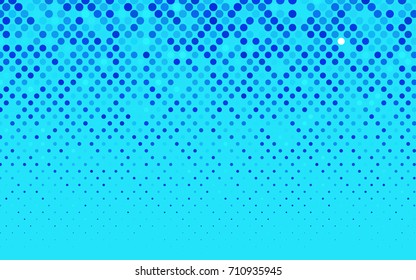 Light BLUE vector illustration which consist of circles. Dotted gradient design for your business. Creative geometric background in halftone style with colored spots.