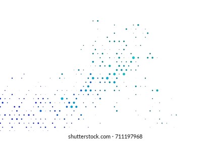 Light BLUE vector illustration which consist of circles. Dotted gradient design for your business. Creative geometric background in halftone style with colored spots.