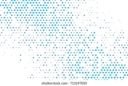 Light BLUE vector illustration which consist of circles. Dotted gradient design for your business. Creative geometric background in halftone style with colored spots.