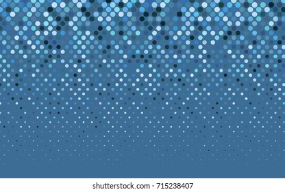 Light BLUE vector illustration which consist of circles. Dotted gradient design for your business. Creative geometric background in halftone style with colored spots.