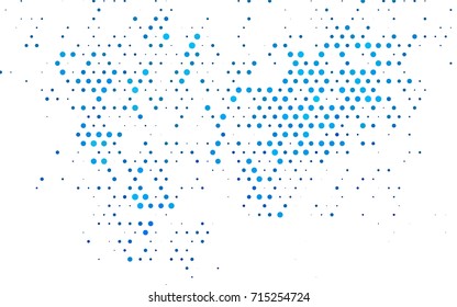 Light BLUE vector illustration which consist of circles. Dotted gradient design for your business. Creative geometric background in halftone style with colored spots.