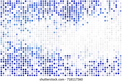 Light BLUE vector illustration which consist of circles. Dotted gradient design for your business. Creative geometric background in halftone style with colored spots.