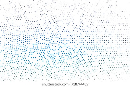 Light BLUE vector illustration which consist of circles. Dotted gradient design for your business. Creative geometric background in halftone style with colored spots.