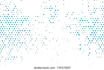 Light BLUE vector illustration which consist of circles. Dotted gradient design for your business. Creative geometric background in halftone style with colored spots.