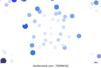 Light BLUE vector illustration which consist of circles. Dotted gradient design for your business. Creative geometric background in halftone style with colored spots.