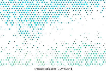 Light BLUE vector illustration which consist of circles. Dotted gradient design for your business. Creative geometric background in halftone style with colored spots.
