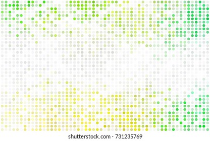 Light BLUE vector illustration which consist of circles. Dotted gradient design for your business. Creative geometric background in halftone style with colored spots.