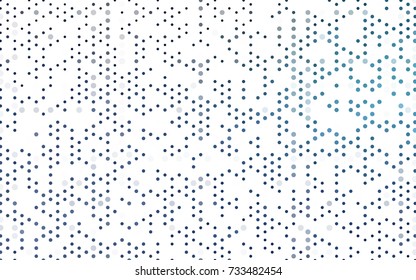 Light BLUE vector illustration which consist of circles. Dotted gradient design for your business. Creative geometric background in halftone style with colored spots.