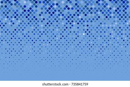 Light BLUE vector illustration which consist of circles. Dotted gradient design for your business. Creative geometric background in halftone style with colored spots.