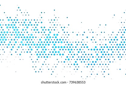 Light BLUE vector illustration which consist of circles. Dotted gradient design for your business. Creative geometric background in halftone style with colored spots.