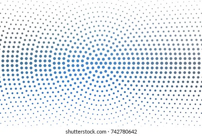 Light BLUE vector illustration which consist of circles. Dotted gradient design for your business. Creative geometric background in halftone style with colored spots.