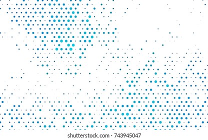 Light BLUE vector illustration which consist of circles. Dotted gradient design for your business. Creative geometric background in halftone style with colored spots.