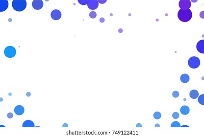 Light BLUE vector illustration which consist of circles. Dotted gradient design for your business. Creative geometric background in halftone style with colored spots.