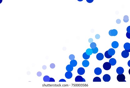 Light BLUE vector illustration which consist of circles. Dotted gradient design for your business. Creative geometric background in halftone style with colored spots.