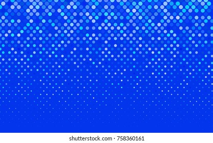 Light BLUE vector illustration which consist of circles. Dotted gradient design for your business. Creative geometric background in halftone style with colored spots.