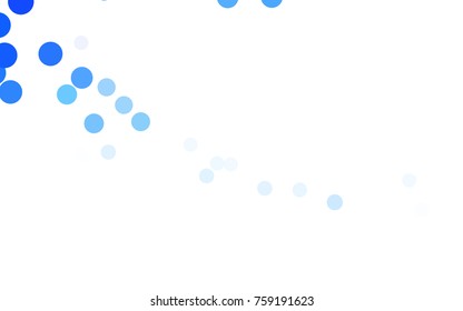 Light BLUE vector illustration which consist of circles. Dotted gradient design for your business. Creative geometric background in halftone style with colored spots.