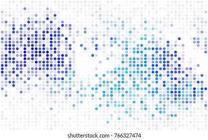 Light BLUE vector illustration which consist of circles. Dotted gradient design for your business. Creative geometric background in halftone style with colored spots.
